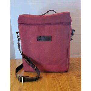 Stellareese Collection Napa Valley Triple Wine Tote Burgandy Canvas And Leather